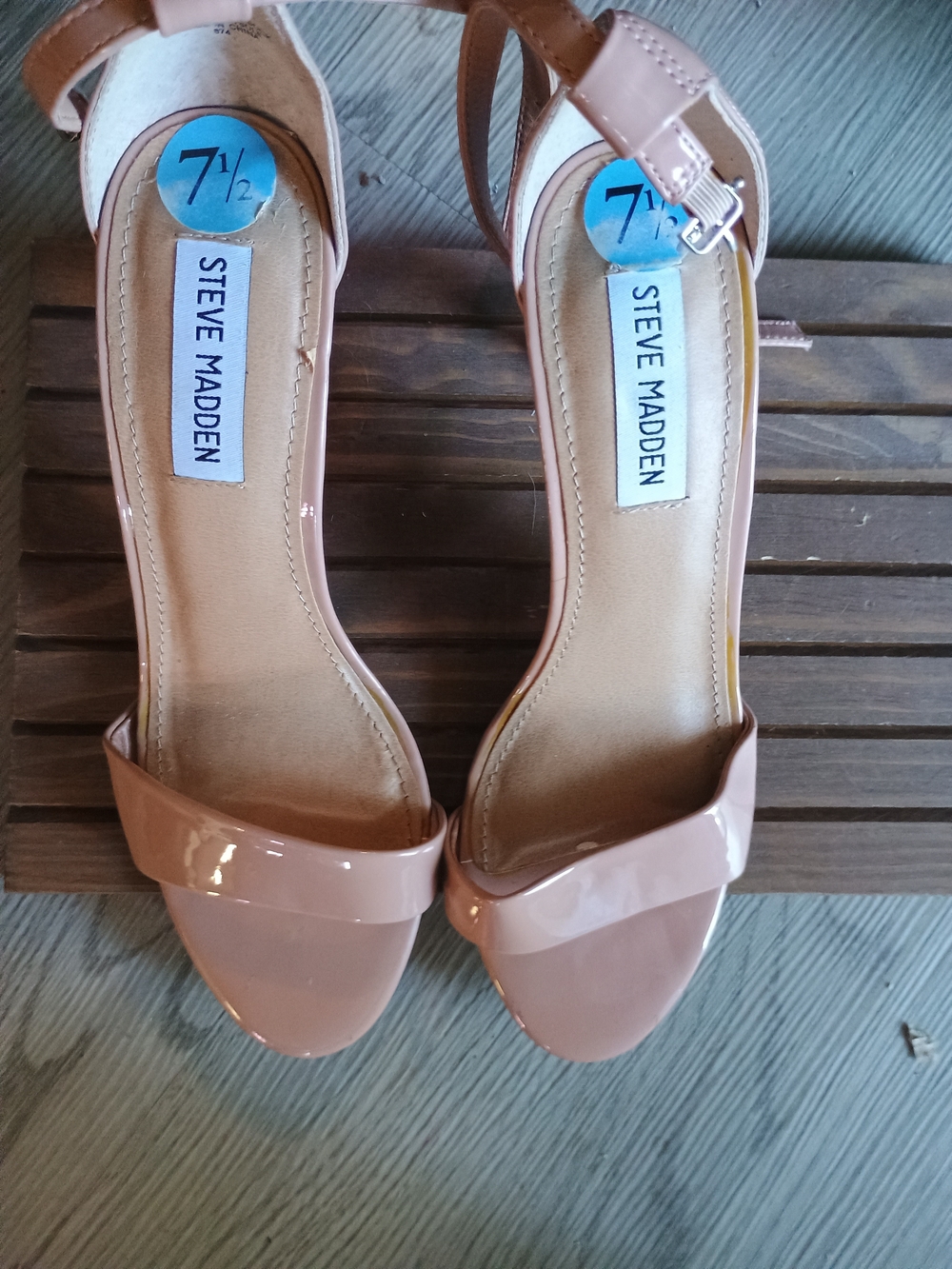 Steve Madden Women’s 7.5 Blush Pink Patent Ankle Strap High Heel Sandals